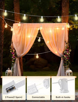 Outdoor LED String Lights 50ft - G40 Edison Bulbs with Clear Plastic Globes, Dimmable Waterproof Commercial Grade | Lumora