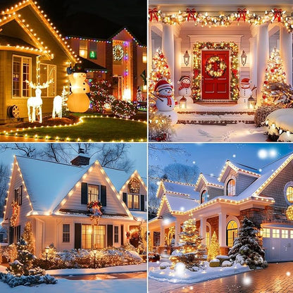 C9 LED Christmas String Lights, 66ft 100 LED Waterproof Strawberry String Lights, Plug-in Extendable Green Wire Lights String for Outdoor Indoor Outside Patio Wedding Party Decoration, Warm White