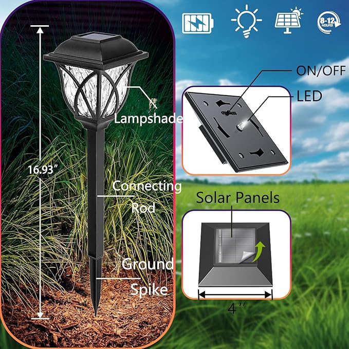 Solar Lights Outdoor Waterproof, 2Pack LED Solar Garden Lights, Outdoor Decorations, Garden Decor for Yard, Patio, Landscape, Planter, Walkway ，Upgrade(Colorful)