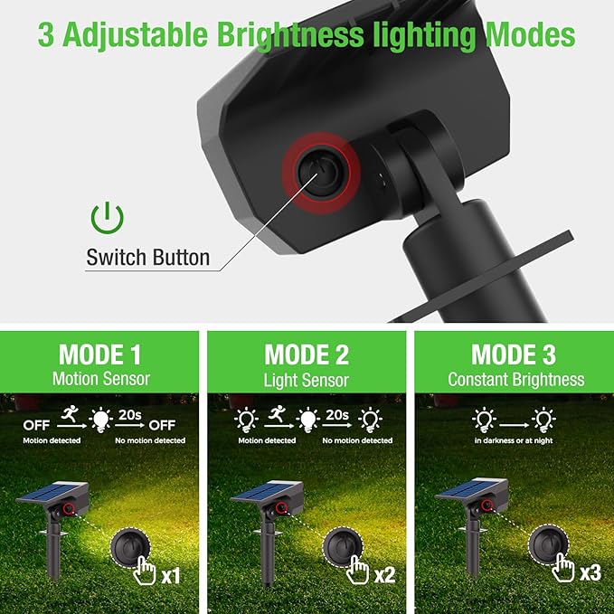 Solar Spot Lights Outdoor Motion Sensor with 3 Modes, [ 4 Pack/56 LED ] Solar Spotlights Outdoor Waterproof 2-in-1 | Lumora