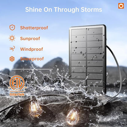 addlon 54FT(48+6) Solar String Lights Outdoor Waterproof with USB Port & Remote Control Dimmable Solar Patio Lights IP65 Solar Powered Edison LED Bulbs for Outside Bistro Camping