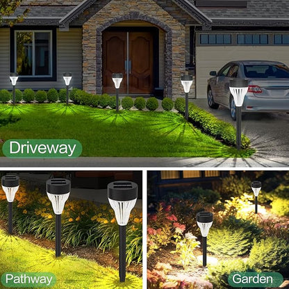 Solar Pathway Lights, 8 Pack LED Outdoor Waterproof, Auto On/Off Solar Garden Lights for Yard, Lawn, Walkway & Driveway Landscape Lighting (8)