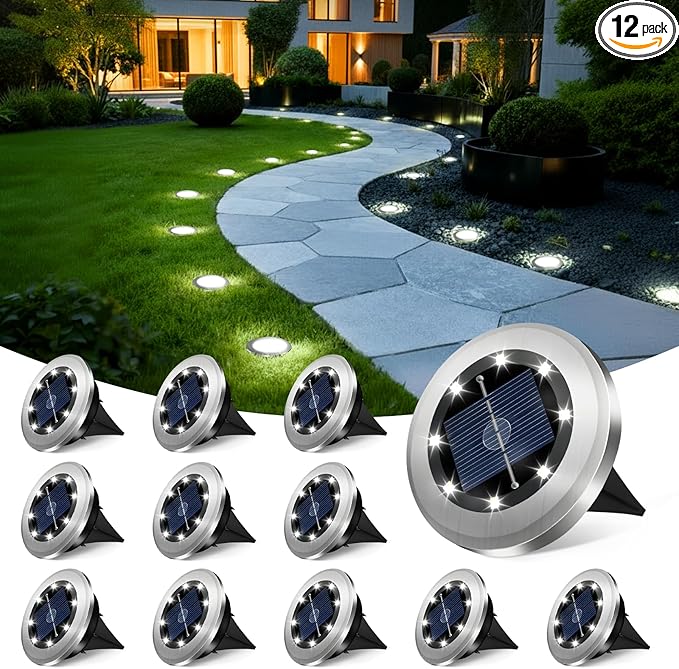 Mini Solar Ground Lights 12 Pack, Solar Lights Outdoor Waterproof, Solar Garden Lights Outdoor Landscape Lighting | Lumora