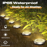Solar Ground Lights, 18 Pack Flat Solar Light Outdoor Waterproof, Bright LED Solar Disc Lights, 3000K Warm White | Lumora