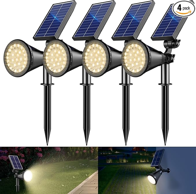 Solar Spotlight Outdoor Waterproof, 36 LED Outdoor Solar Lights with 2200mAh, 2-in-1 Wall or Ground Solar Flood | Lumora