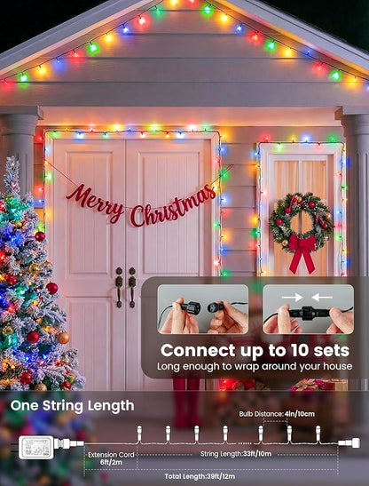 Hopolon String Lights Indoor Outdoor, 33 FT 100 LED Connectable Green Wire Twinkle Fairy Lights, Plug in Christmas Light Waterproof for Wedding Party Patio Spring Decor (Multicolor with Remote)