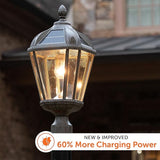 Gama Sonic Outdoor Solar Lamp Post Light, Weathered Bronze Finish Aluminum, Royal Bulb, Beveled Glass, 3-inch | Lumora