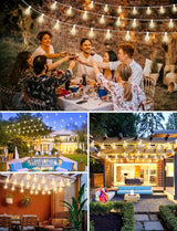 Brightever Outdoor String Lights with Remote, 200FT LED Patio Lights with 62 ST38 LED Filament Bulbs, 3 Lighting | Lumora