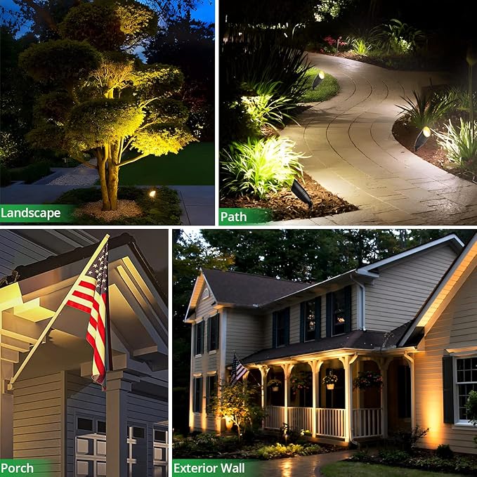 wowlite Landscape Spotlights Outdoor, 12V Low Voltage Landscape Lighting Fixture with 5W MR16 LED Bulb, Black | Lumora
