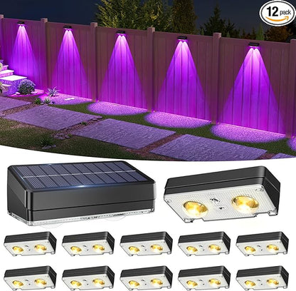 VOLISUN Solar Fence Lights Outdoor 12 Pack, 10 Colors ＆ Color Changing Fence Lights Solar Powered, Fast Charging, IP65 Waterproof LED Solar Lights for Fence, Backyard, Garden, Railing, Deck, Patio