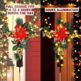 Ganeen 2 Pcs Solar Stake Christmas Outdoor Decorations Christmas Yard Stake Decor LED Lights Cemetery Grave Cross | Lumora