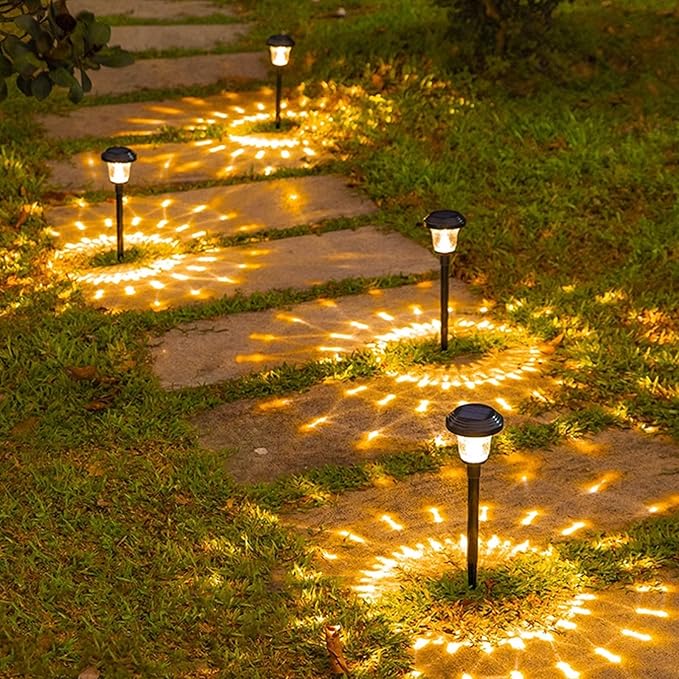 Solar Pathway Lights Waterproof, Warm Yellow Solar Post Cap Lights Auto On/Off, Outdoor Landscape Path Lights for Driveway Balcony Garage Patio