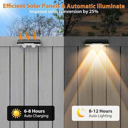 Solar Fence Lights Outdoor, 7 Fixed Colors ＆ Color Changing IP65 Waterproof Solar Powered Lights Outdoor for Backyard/Patio/Fence/Wall/Deck/Step/Porch/Railings/Pool (16pack)