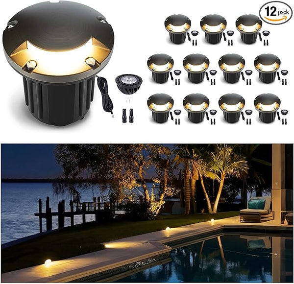 Gardenreet Solid Brass Well Light - Low Voltage 12V In-Ground All Weather LED Landscape Lighting, Replaceable Bulb | Lumora