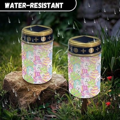 Rabbit Colorful Eggs Solar Garden Lights,Solar Decorative Lights,Waterproof Solar Outdoor Lights,Solar Stake Lights for Cemetery Grave Garden Patio Yard Lawn Decoration