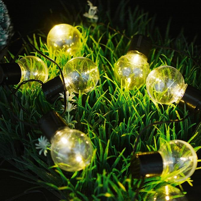 Solar Powered String Lights with Hanging Sockets, 20 Big Edison Bulbs Weatherproof Solar Decoration Lights for Patios, Parties, Weddings, Backyards, Porches, Gazebos (Solar Powered, WarmWhite-1pcs)