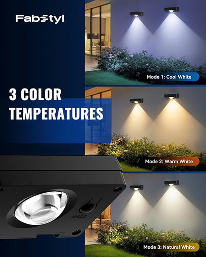 Solar Fence Lights Outdoor, 3000/4500/6000K 3 Mode, Fence Lights Solar Powered for Outside Backyard, Railing, Step, Patio, Fence Post, Home Improvement Garden Decor，8 Pack