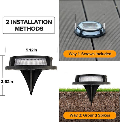 LUTEC 12 Pack Solar Deck Lights Driveway Dock 12 LEDs Light Solar Powered Outdoor Waterproof Road Markers for Step Sidewalk Stair Garden Ground Pathway Yard (Blue)