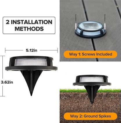 LUTEC 4 Pack Solar Deck Lights Driveway Dock 12 LEDs Light Solar Powered Outdoor Waterproof Road Markers for Step Sidewalk Stair Garden Ground Pathway Yard (Blue)