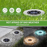 Color Changing Solar Ground Lights Outdoor, 4 Pack 8 LED Color Changing Solar Disk Lights Waterproof Garden | Lumora