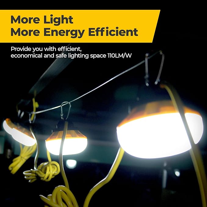 100ft Construction String Lights: 100w 11000lm ETL Certified Bright Industrial Outdoor Temporary Lighting Led | Lumora