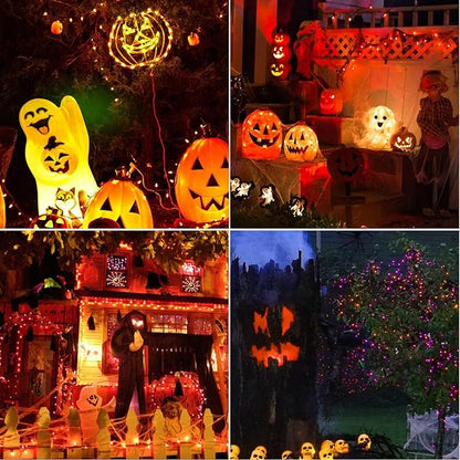 C9 Clear Orange Halloween Lights, 25FT Halloween C9 String Lights with 27 Clear Orange Bulbs, Hanging Decoration Lights for Outdoor Indoor Patio Home Party Garden Yard-Black Wire