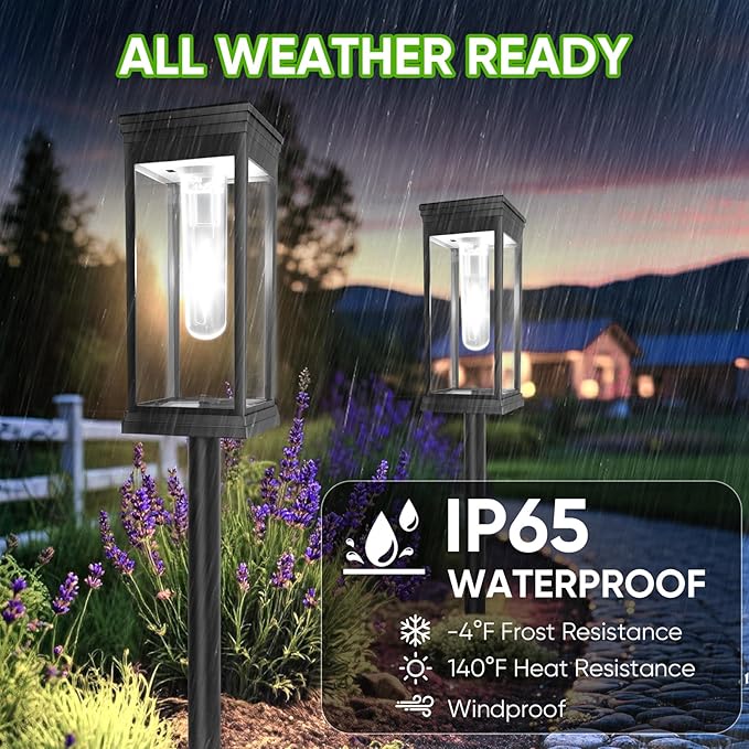 8 Pack Solar Pathway Lights Outdoor,IP65 Waterproof - Bright Solar Lights Outdoor,Auto On/Off Pathway Lights Solar | Lumora