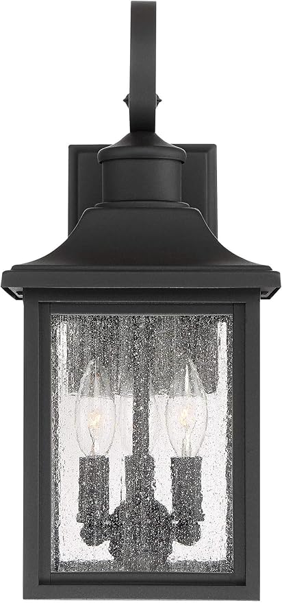 John Timberland Moray Bay Industrial Outdoor Wall Light Fixture Black Steel 17 3/4" Clear Seedy Glass Lantern for Exterior House Porch Patio Outside Deck Garage Yard Front Door Garden Home