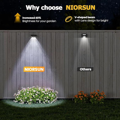 NIORSUN Solar Fence Lights,8 Pack Solars Deck Light,RGB Color,Outdoor Bulb Waterproof Led IP65,Power Patio Lamp with Lenses for Outside/Backyard/Railing/Yard(Black)