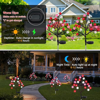 2 Pack Valentine's Day Solar Outdoor Lights, Valentines Day Decor Red Pink White Heart Solar Valentine Lights, Valentines Day Solar Decorations Outdoor Garden Lawn Yard Decorations