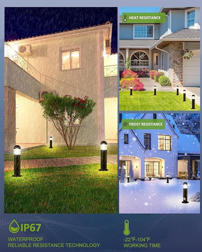 2 Pack Low Voltage Landscape Pathway Lights, 12V LED Bollard Light IP67 Waterproof, Outdoor Driveway Walkway Wired | Lumora