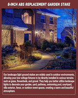 10 Pack 8'' Landscape Light Stakes, 1/2" NPT Thread ABS Light Spikes, Outdoor Ground Stakes with Side Wire Way | Lumora
