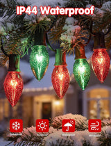 C9 Vintage Christmas String Lights, 25Ft Red & Green with 26 C9 Bulbs, Outdoor Hanging Patio Lights for Christmas | Lumora
