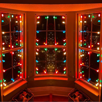 SUNSGNE C7 LED Outdoor Christmas Lights, 25ft Vintage Christmas Lights with 27 LED Plastic Colored Bulbs(2 Spare) for Patio, Porch, Yard, Tree Decor
