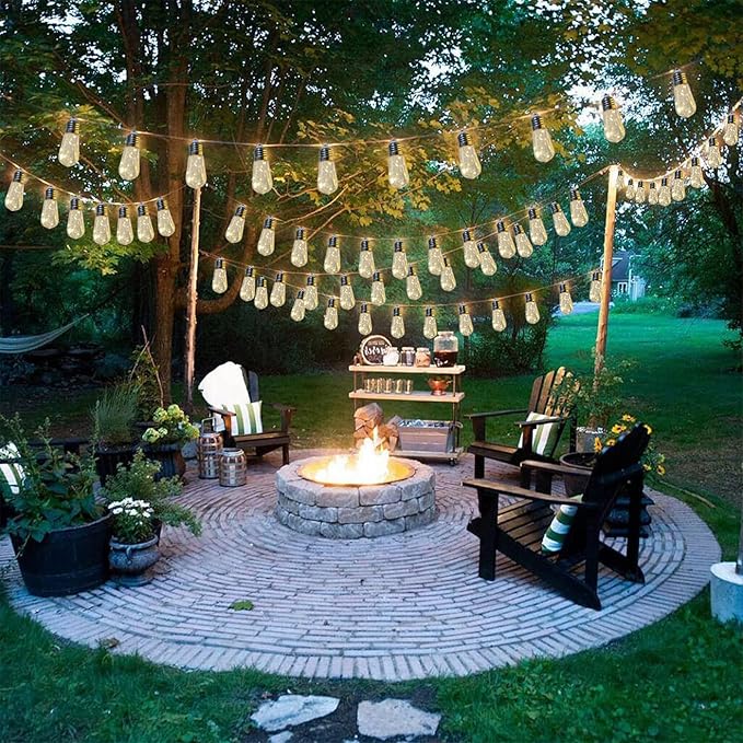 Battery Operated String Lights Outdoor, 22.85FT 20 Vintage Edison Hanging Bulb 100 LED String Lights Indoor Light String with Timer, Patio Outdoor Light for Camping Awning Porch Balcony Party Decor