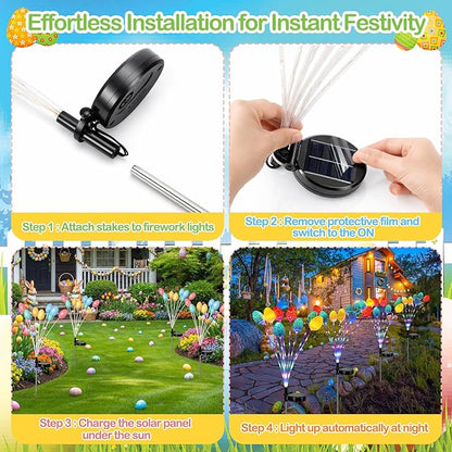 WILLBOND 4 Pack 30 Inch Solar Easter Egg Lights Outdoor Easter Lights 2 Modes Waterproof Solar Stake Light for Pathway Landscape Lawn Yard Porch Patio Spring Decoration