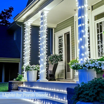 JMEXSUSS 800 LED White Christmas String Lights Outdoor, String Twinkle Lights Clear Wire Plug in for Tree Christmas Room Wedding Outside Decorations