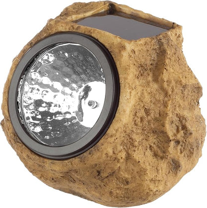 Pure Garden Solar-Powered Rock Outdoor Lights - All-Weather Faux-Stone LED Solar Lights Set for Paths, Gardens, and Landscaping, 8-Pack