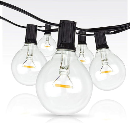 Newhouse Lighting 25-Foot, 25 Socket Indoor/Outdoor String Lights with 27 Very Big LED Globe G50 Bulbs (2 Free Large Bulbs Included), Great Wedding Lights, Decorations for Patios, Backyards