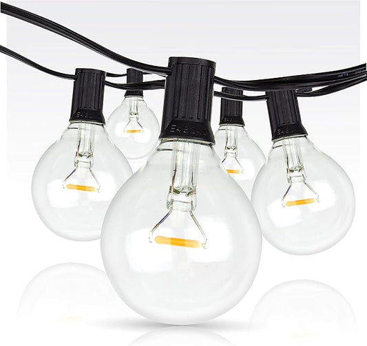 Newhouse Lighting 25-Foot, 25 Socket Indoor/Outdoor String Lights with 27 Very Big LED Globe G50 Bulbs (2 Free Large Bulbs Included), Great Wedding Lights, Decorations for Patios, Backyards