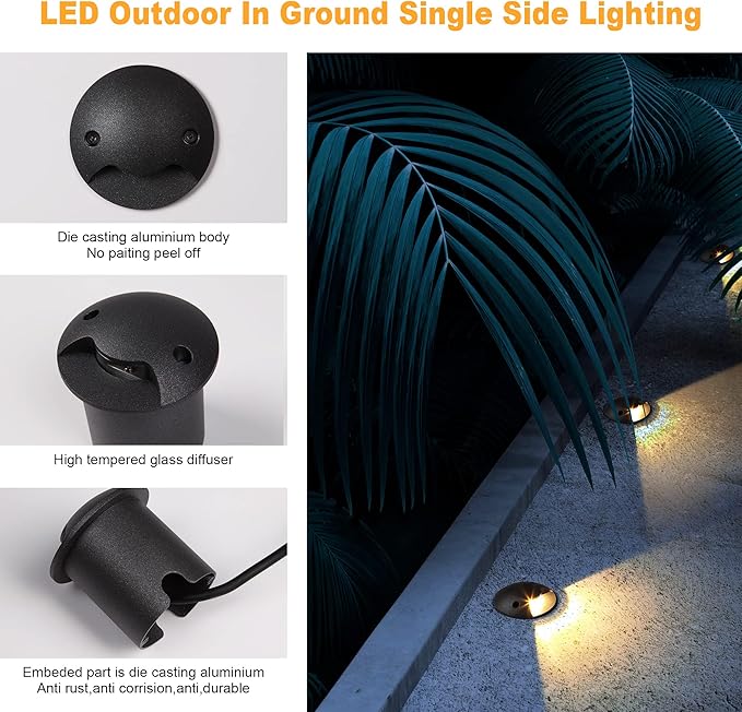 LED Well Lights Low Voltage Landscape Lighting Outdoor In-Ground Lights,Single Side,AC/DC12V 24V 2W Waterproof IP67 | Lumora