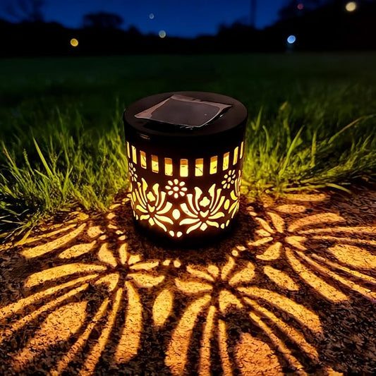 Solar Mandala Lights Outdoor Decorative - Waterproof Metal Mandala Solar Wall Lights, Artistic Fence & Step Lights for Garden, Patio, Backyard, Yard & Outdoor Home (2, Lotus-Warm Light)