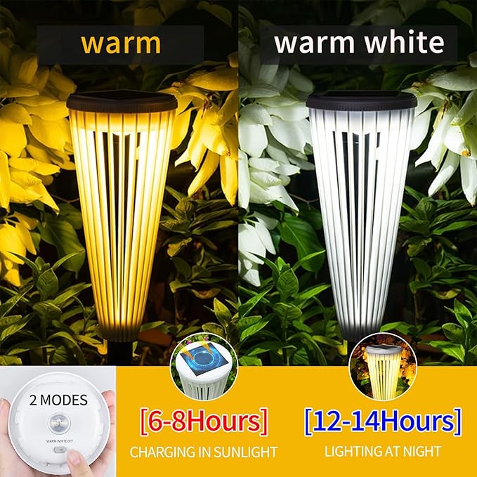 Hollow Solar Garden Lights Outdoor Landscape Courtyard Atmosphere Decorative Ground-Mounted Lawn Lights Solar Pathway Lights 2 Pack