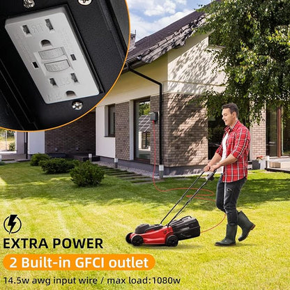 Nigaut LED Outdoor Wall Light with GFCI Outlet,Dusk to Dawn Modern LED Outdoor Porch Light with Two Outlet Built-in,3000K Warm Yellow Outdoor Sconce,IP66 Waterproof Wall Mount External Security
