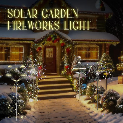 VIHOSE 4 Pack Solar Summer Outdoor Sparkler Fireworks 110 LEDs DIY Solar Outside Lights Waterproof Color Changing Jellyfish Fairy Twinkle Light for Outside Yard Pathway Garden Path Summer Decor