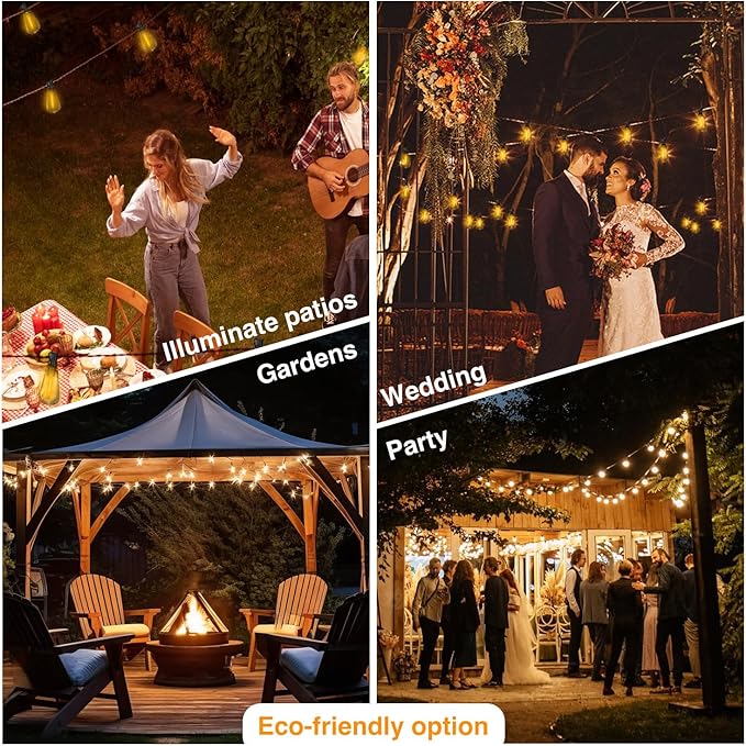 DAYBETTER 120ft Solar String Lights Outdoor Waterproof, 60 Bulbs 2700K Warm White Energy-Saving, Solar Lights for Garden, Patio, Backyard - Perfect for Homeowners