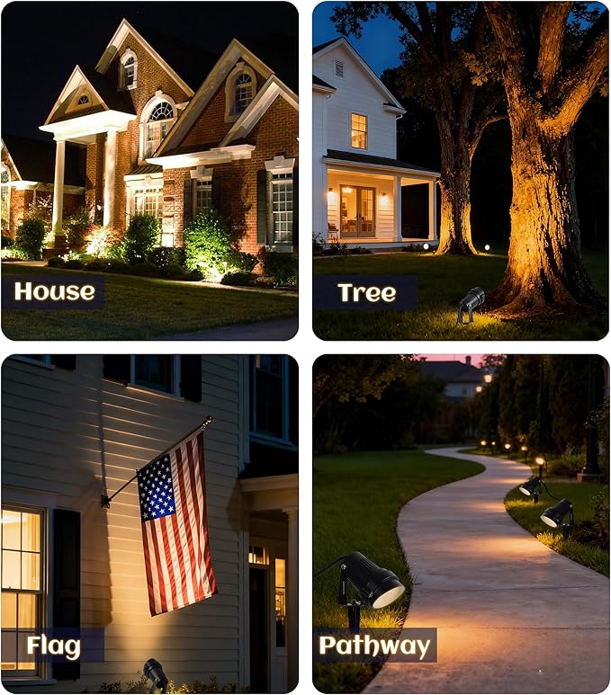 12W Landscape Lighting, IP66 Waterproof Spotlight with 6.6Ft Cable + Plug+ Switch - Outdoor Security Flood Light | Lumora