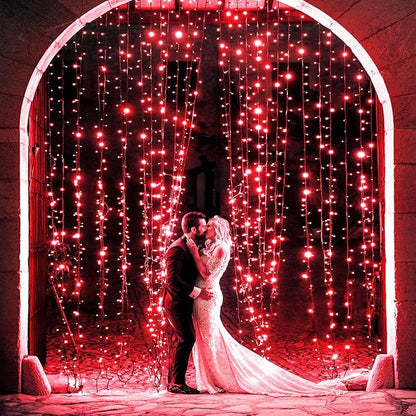 2 Pack Christmas Lights Outdoor, Total 200FT 600LED Christmas String Lights with 8 Modes Waterproof, Green Wire Twinkle Tree Lights for Indoor Room Patio Yard Xmas Party Decorations, Red