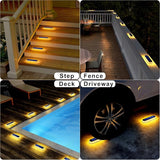 Solar Step Lights Outdoor Waterproof LED, 4 Pack Warm White Flat Solar Powered Deck Lights for Outside, Stick on | Lumora