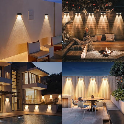 echosari Solar Fence Lights 8 Pack, 100 Lumen Ultra Bright Solar Wall Lights Outdoor Waterproof Lighting Auto ON/Off for Backyard Patio Railing Porch Step (2700K Warm White)